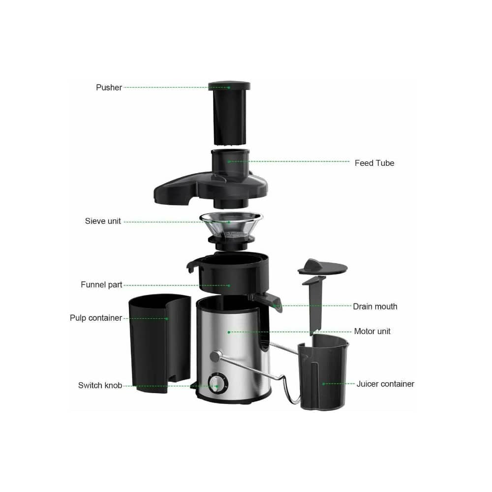 Juicer med kanne 800W (1,25 liter pulpcontainer) | Skanto