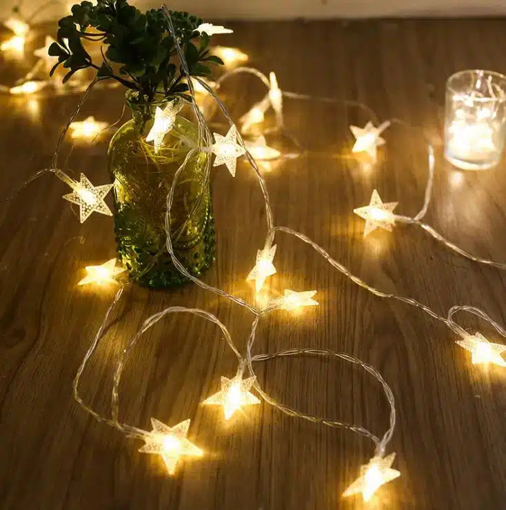 LED lyskæder 4 meter med stjerner - Solcelledrevet - | Skanto