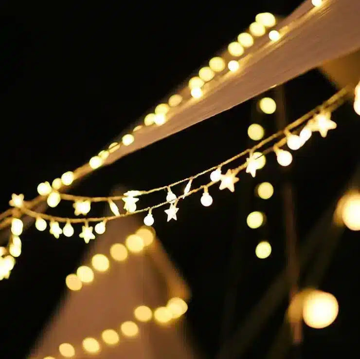 LED lyskæder 4 meter med stjerner - Solcelledrevet - | Skanto