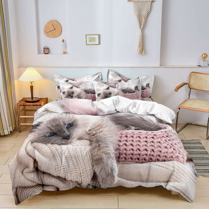 Skanto | Cotton Cat Motif Bedding Set – 3 Deler