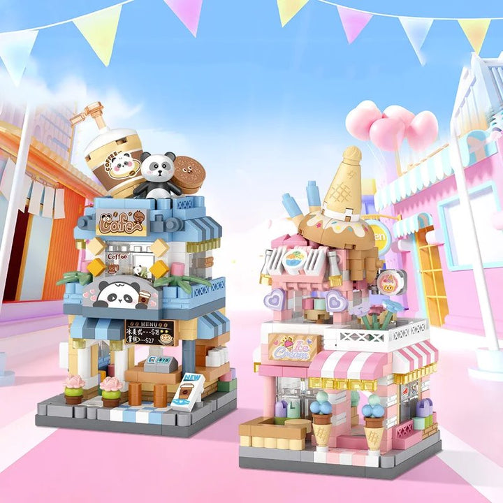 Skanto | City View Iskrem Panda Kafeer Blomster Kamera Butikker Mikro Bygning Sett