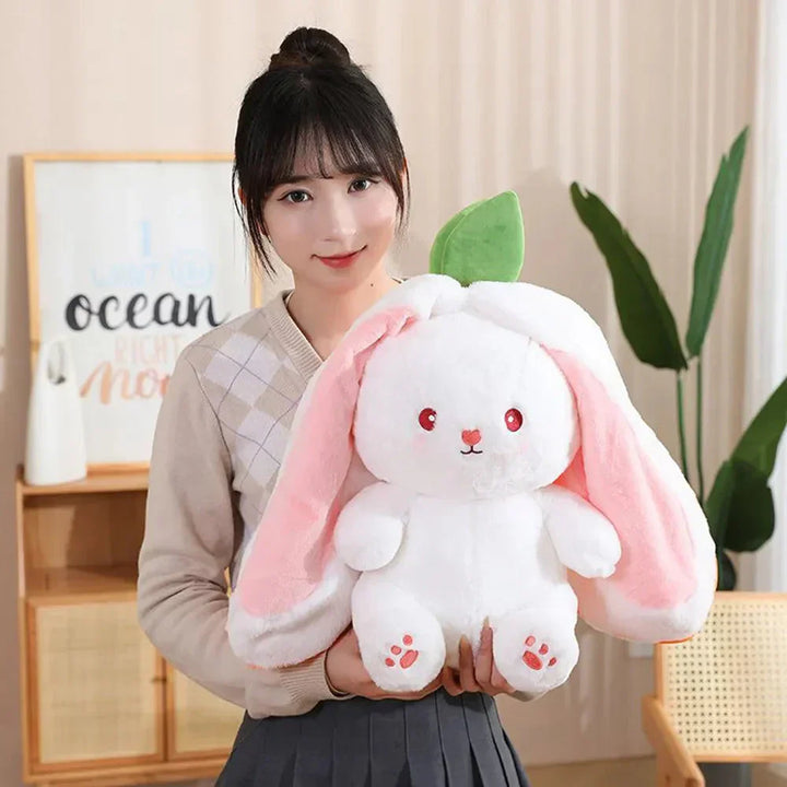Skanto | Fluffy Strawberry Carrot Bunny Zip Up Plushie