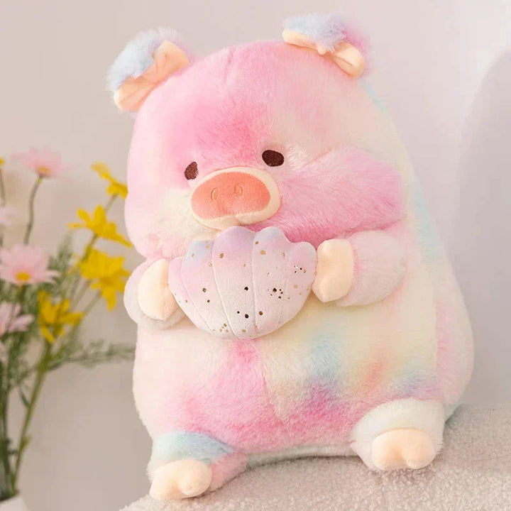 Skanto | Galaxy Rainbow Pig Holding Shell Plushie