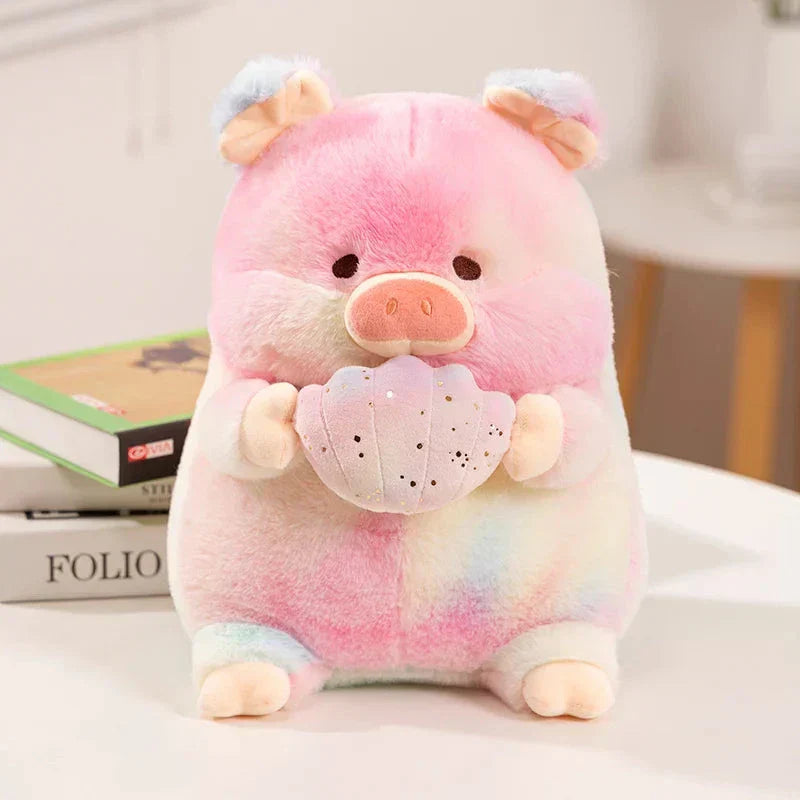 Skanto | Galaxy Rainbow Pig Holding Shell Plushie