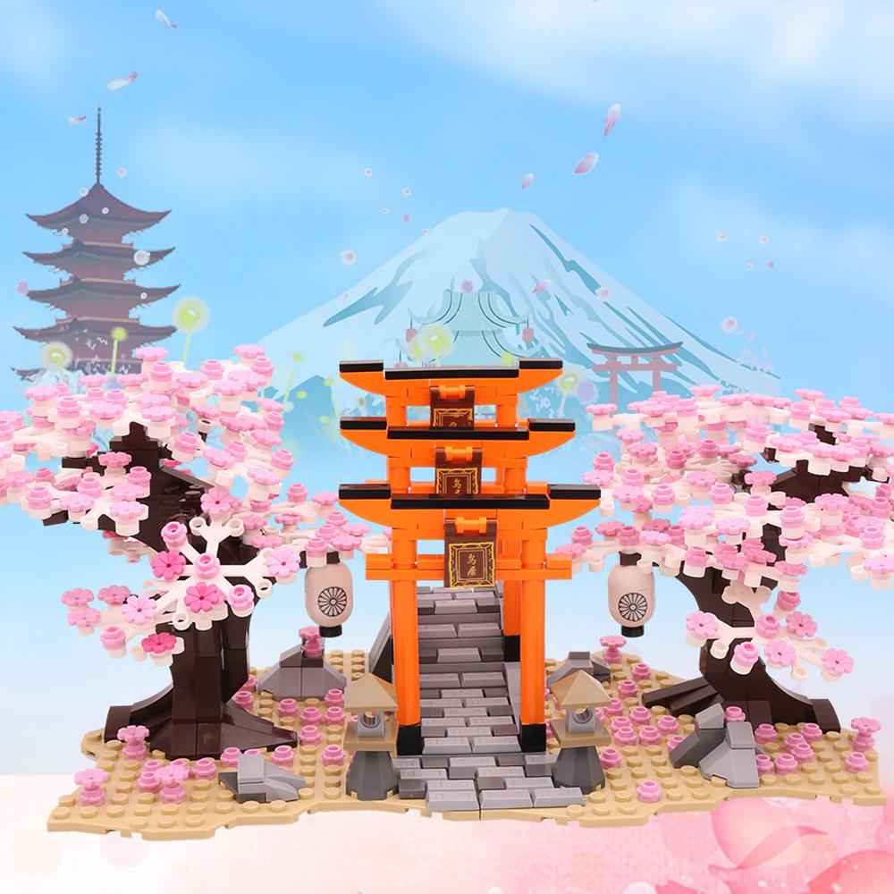 Skanto | Romantiske japanske Torii porter Kirsebærblomsttrær Byggesett | Spesialutgave