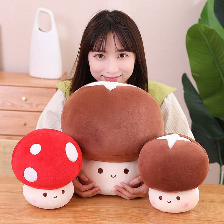 Skanto | Kawaii Rød Brun Hvit Sopp Plysj Familie