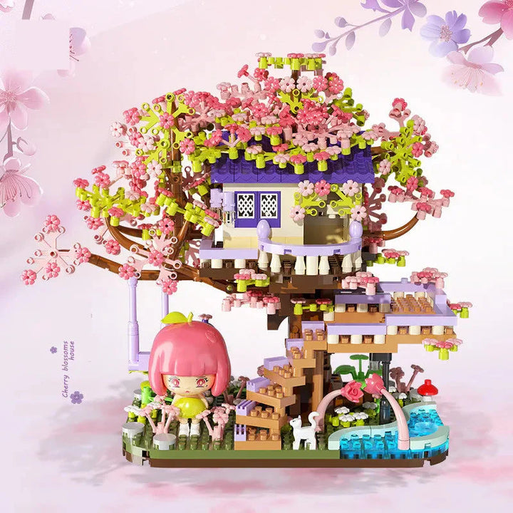 Skanto | Kawaii Sakura Kirsebærblomst Lilla Trehus Nano Byggesett