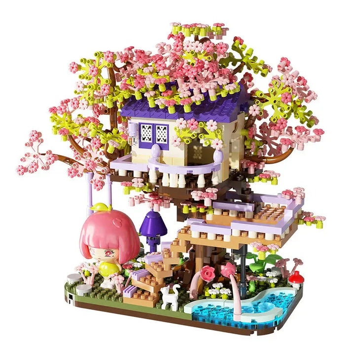 Skanto | Kawaii Sakura Kirsebærblomst Lilla Trehus Nano Byggesett