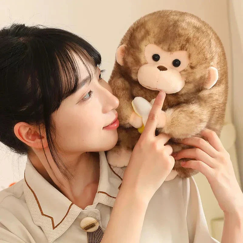 Skanto | Kawaii Gul Brun Chunky Ape Med Banan Plushie