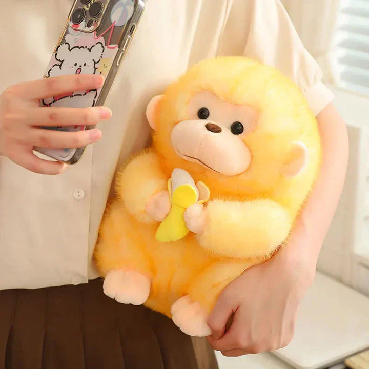 Skanto | Kawaii Gul Brun Chunky Ape Med Banan Plushie