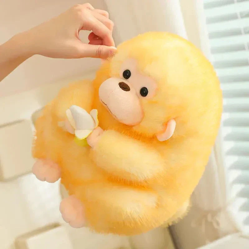 Skanto | Kawaii Gul Brun Chunky Ape Med Banan Plushie