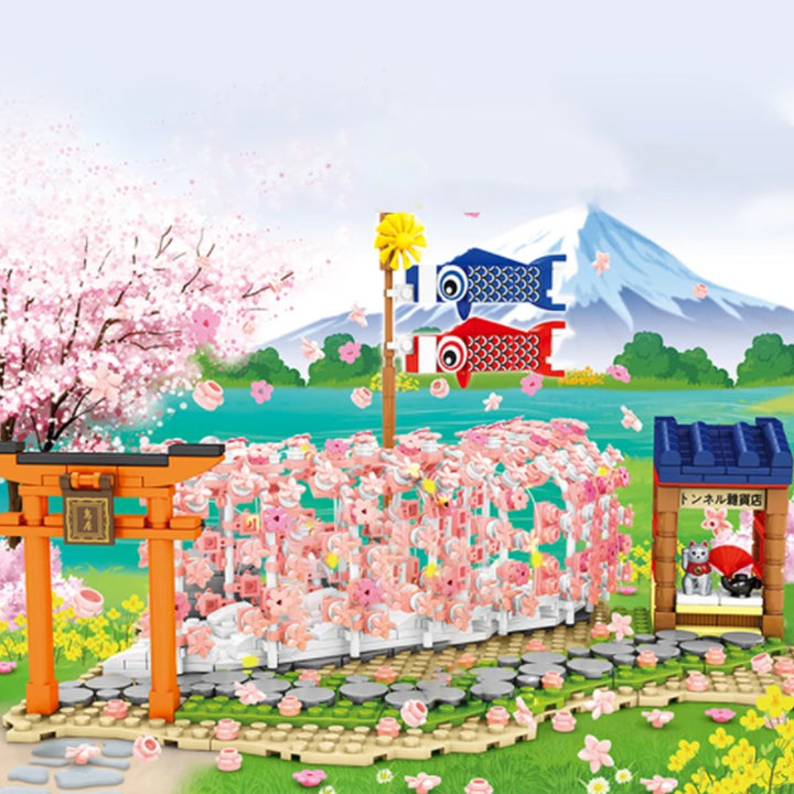Skanto | Lys opp japansk Hakone Sakura-tunell bygningssett