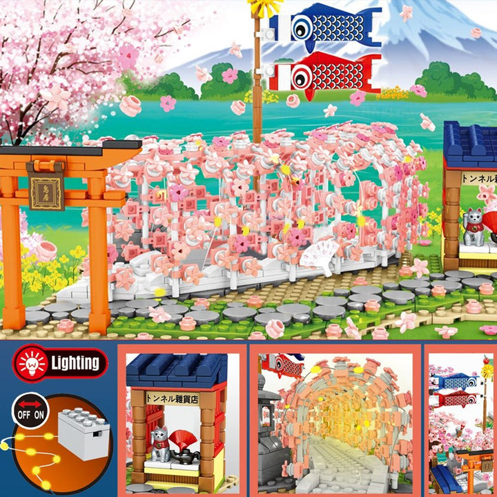 Skanto | Lys opp japansk Hakone Sakura-tunell bygningssett