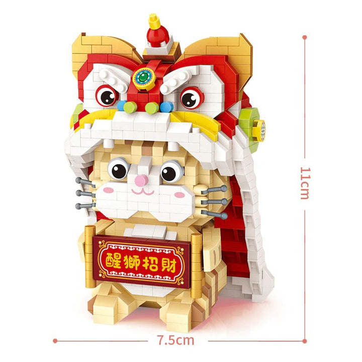Skanto | Mikro Adorable Lucky Cat i Danse Løve Onesie Byggesett