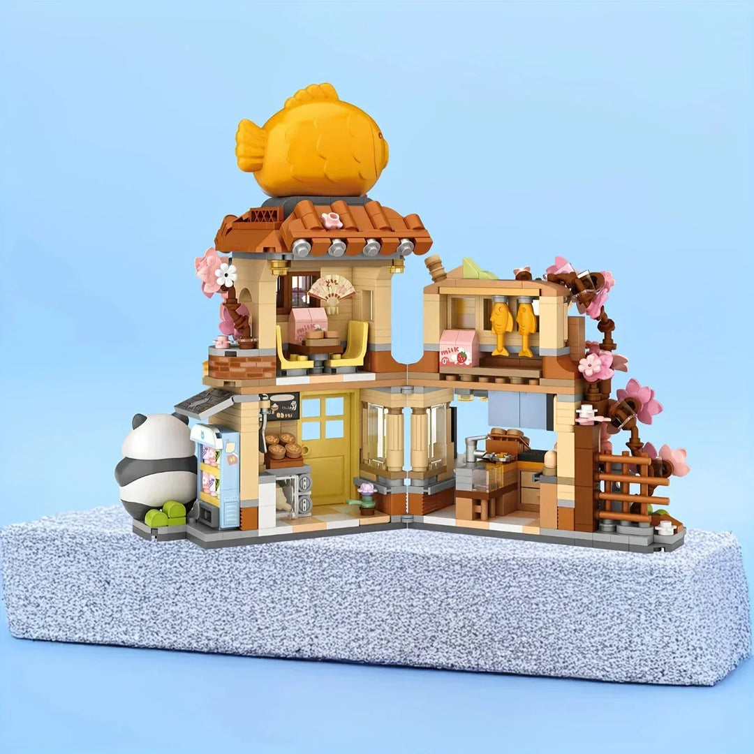 Skanto | Panda Taiyaki Flower Cafes Sammenleggbart Mikro Byggesett Kolleksjon