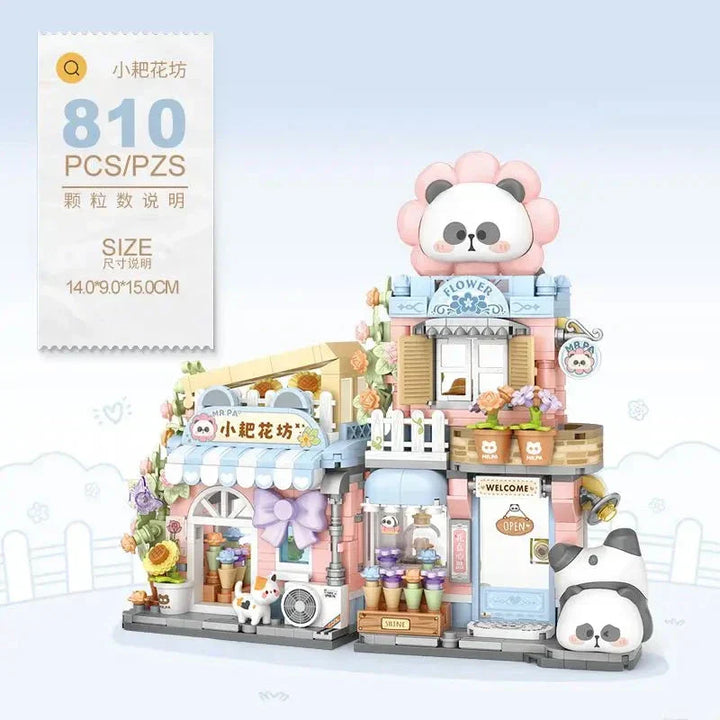 Skanto | Panda Taiyaki Flower Cafes Sammenleggbart Mikro Byggesett Kolleksjon