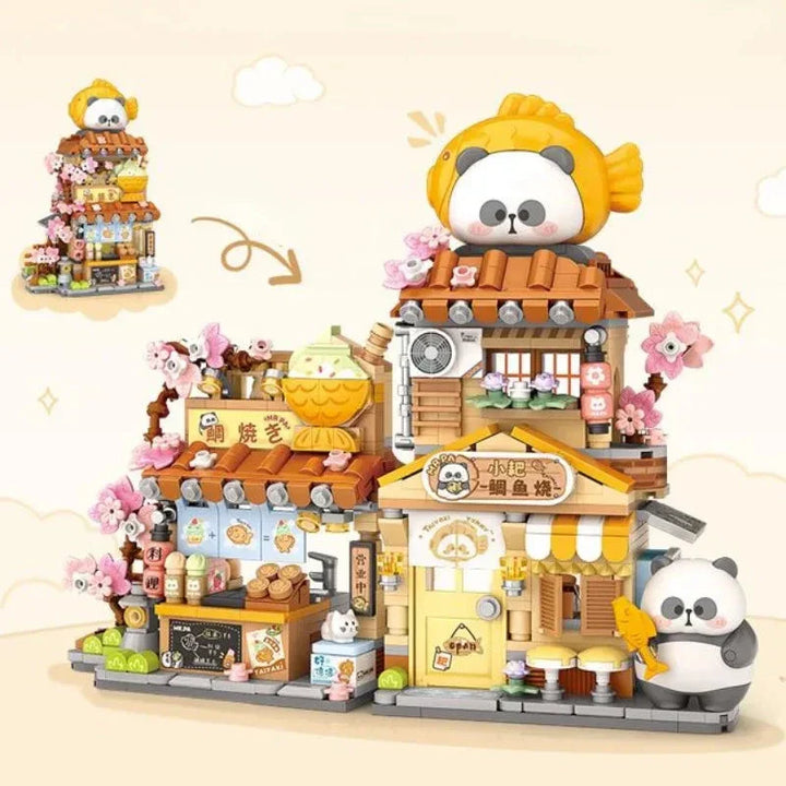 Skanto | Panda Taiyaki Flower Cafes Sammenleggbart Mikro Byggesett Kolleksjon
