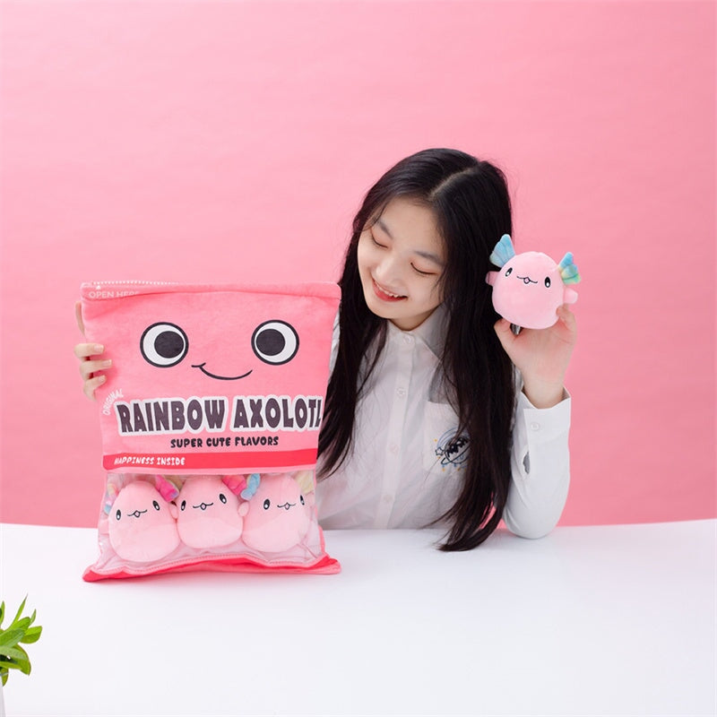 Skanto | Regnbue Rosa Blå Axolotl Godtepose Plüsjdyr