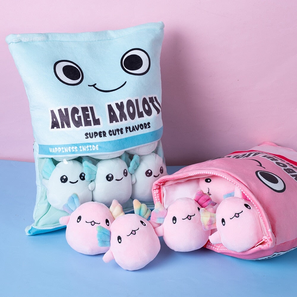 Skanto | Regnbue Rosa Blå Axolotl Godtepose Plüsjdyr