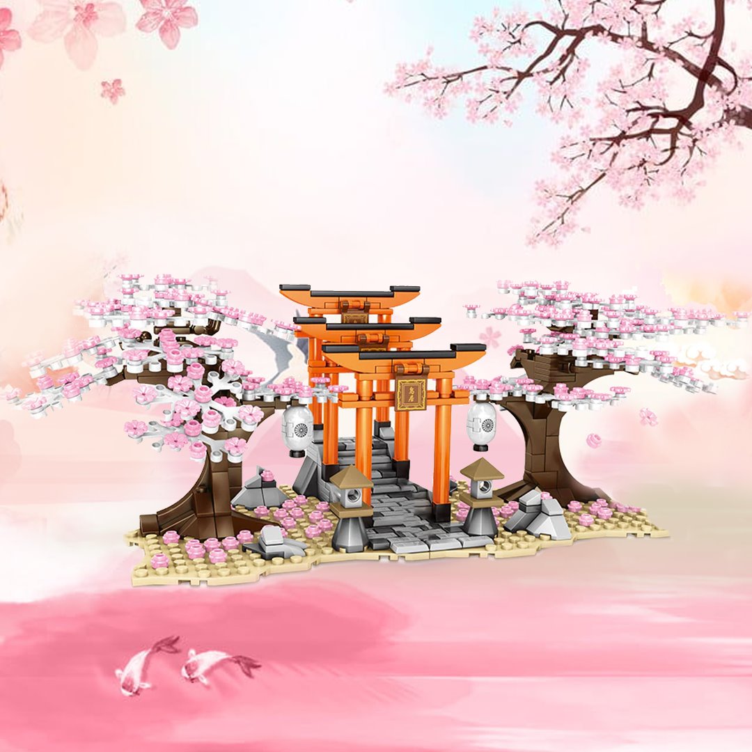 Skanto | Romantiske japanske Torii porter Kirsebærblomsttrær Byggesett | Spesialutgave