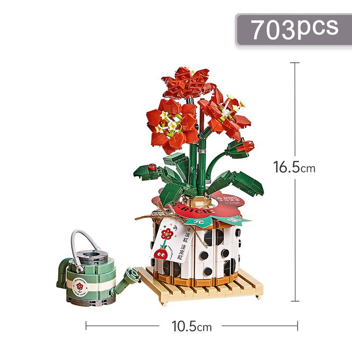 Skanto | Jordbærpotte & Rød Blomst Mikro Byggeklosser