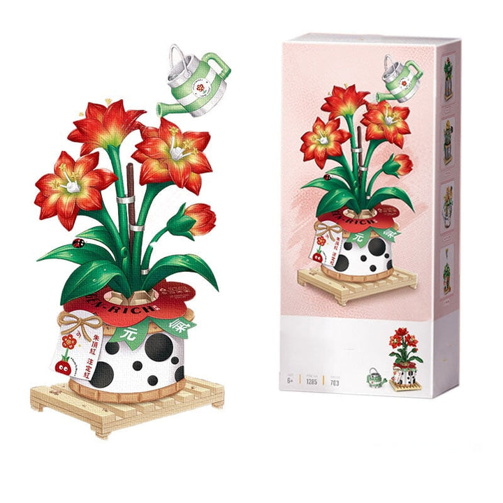 Skanto | Jordbærpotte & Rød Blomst Mikro Byggeklosser