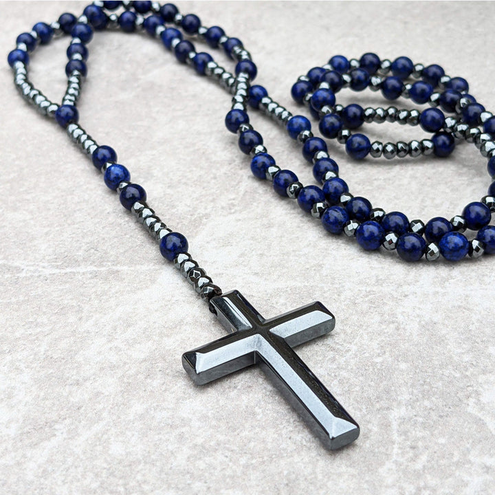 Orion-Spirituelle Halskette mit Tigerauge og Lapislazuli – Rosenkranz für Männer