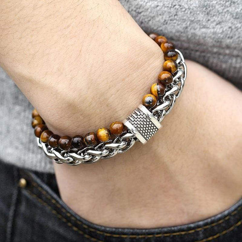 Tiger Eye Perlesarmbånd for menn 