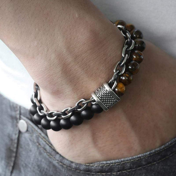 Tiger Eye Perlesarmbånd for menn "Krieger" - Asher Skanto