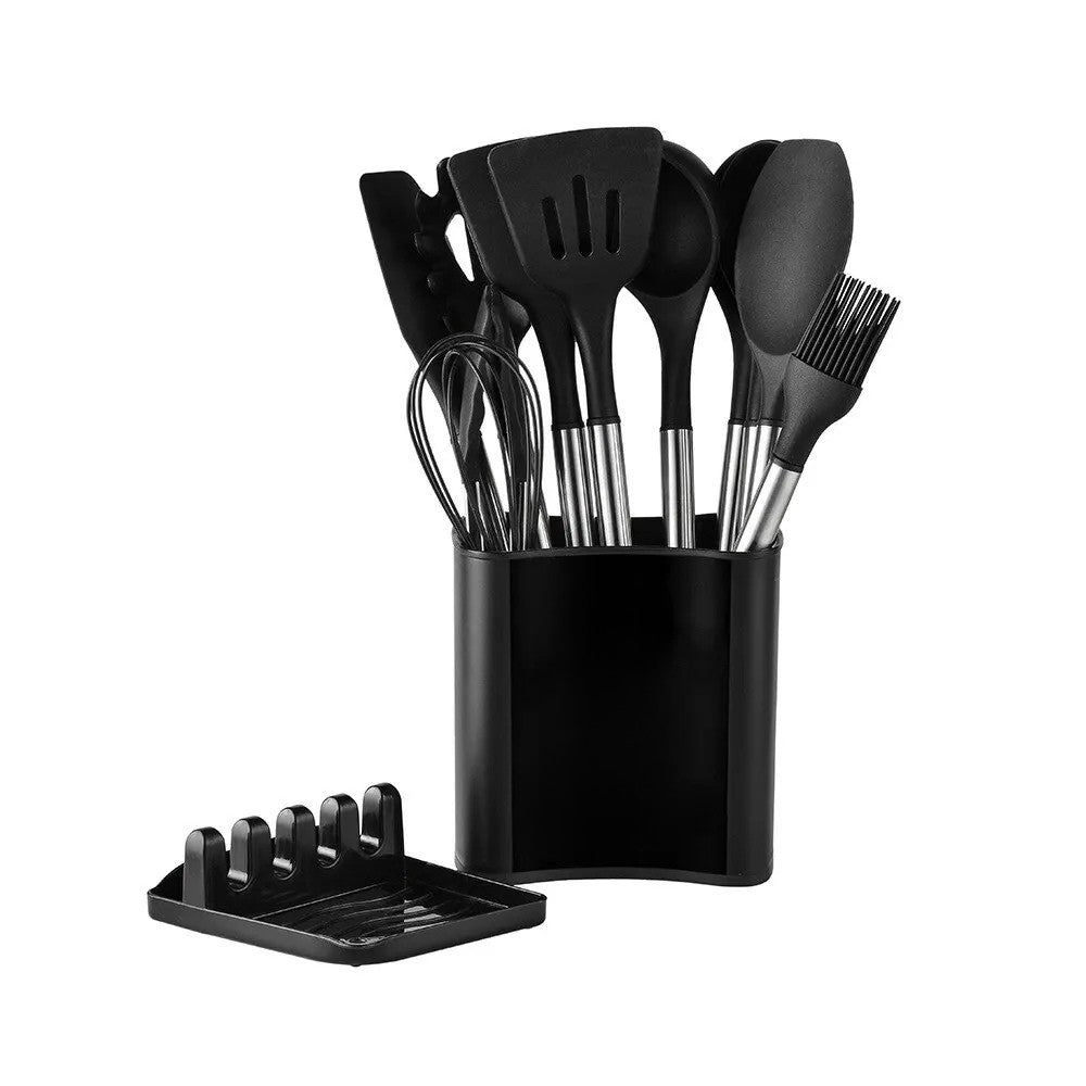 KITCHENORA – Komplettes Küchenhelfer-Set mit Silikonköpfen und Griffen in Holzoptik