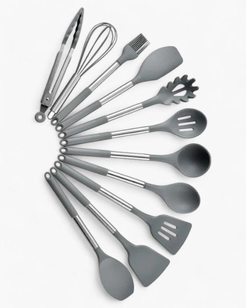 KITCHENORA – Komplettes Küchenhelfer-Set mit Silikonköpfen und Griffen in Holzoptik