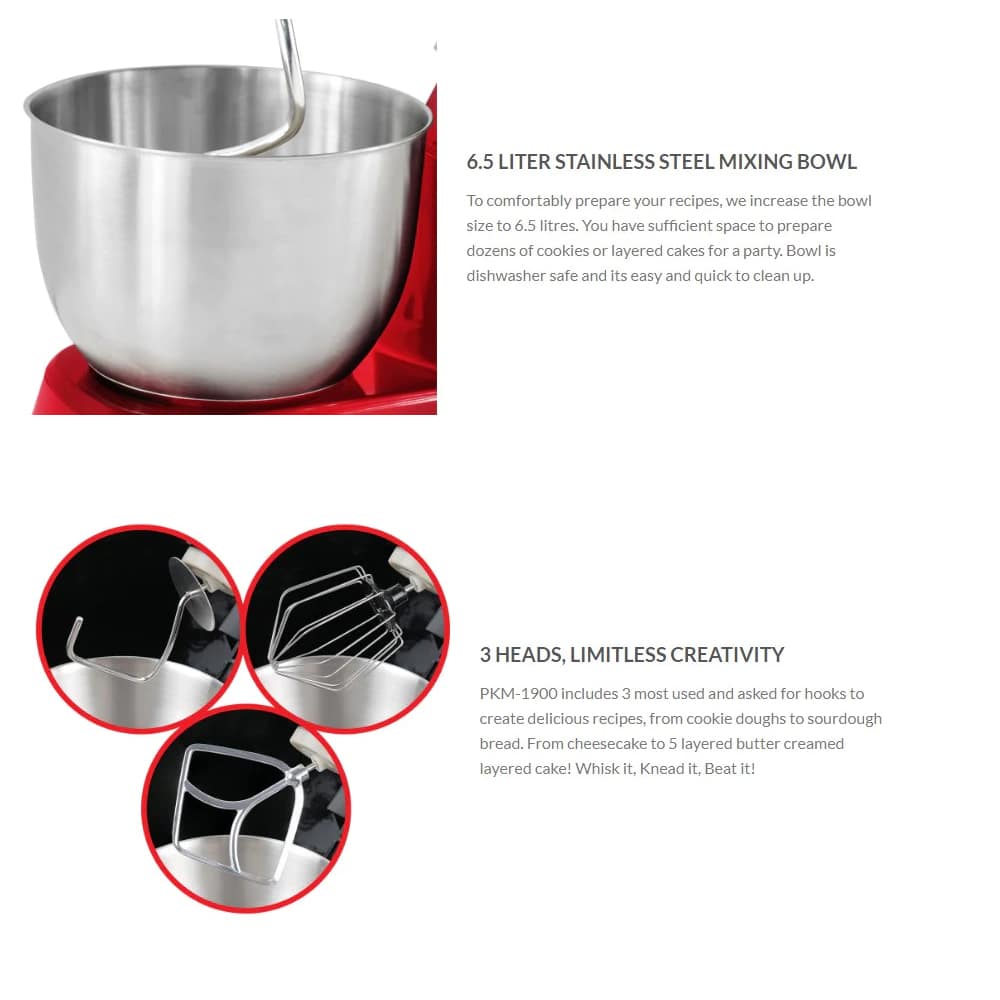 Royalty Line Kjøkkenmaskin 1.900 W 6.5 Liter (Mikser) | Skanto