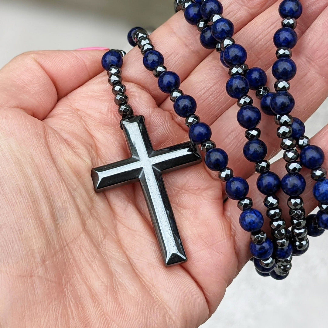 Orion-Spirituelle Halskette mit Tigerauge og Lapislazuli – Rosenkranz für Männer