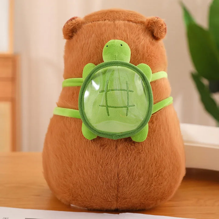 Skanto | Søt Capybara Pluss med Skilpadde Ryggsekk - CapyBuddy