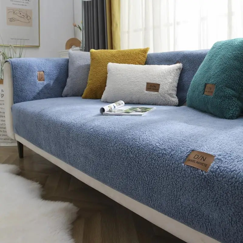 Vannavstøtende tykk Sherpa fleece sklisikker sofaomslag | Skanto