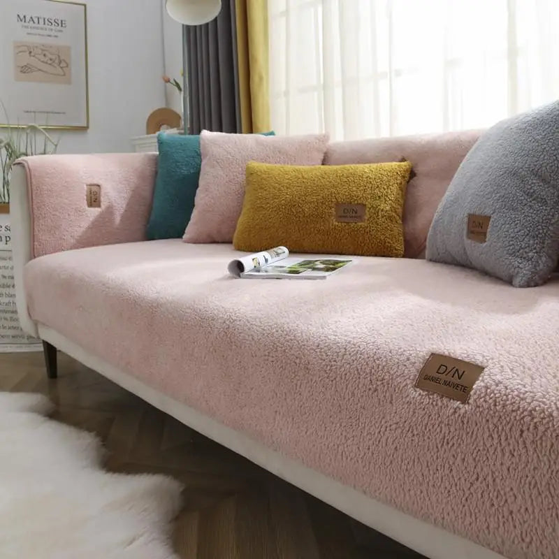 Vannavstøtende tykk Sherpa fleece sklisikker sofaomslag | Skanto