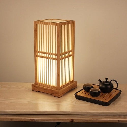 Tatami Japansk Nattbordlampe med Tre Bamboo Skjerm | Skanto