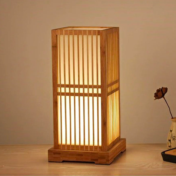 Tatami Japansk Nattbordlampe med Tre Bamboo Skjerm | Skanto