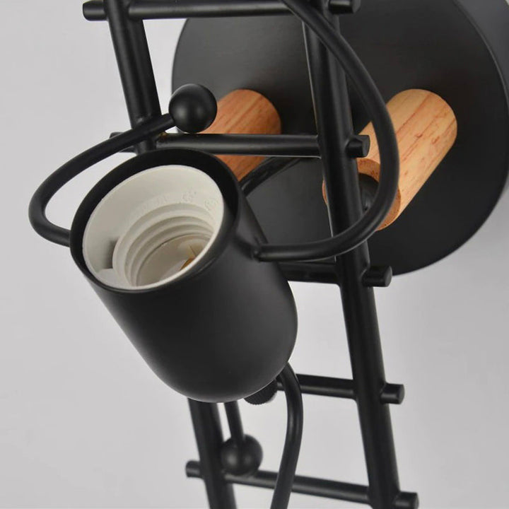 Industriell Original Vegglampe med Metall og Tre | Skanto
