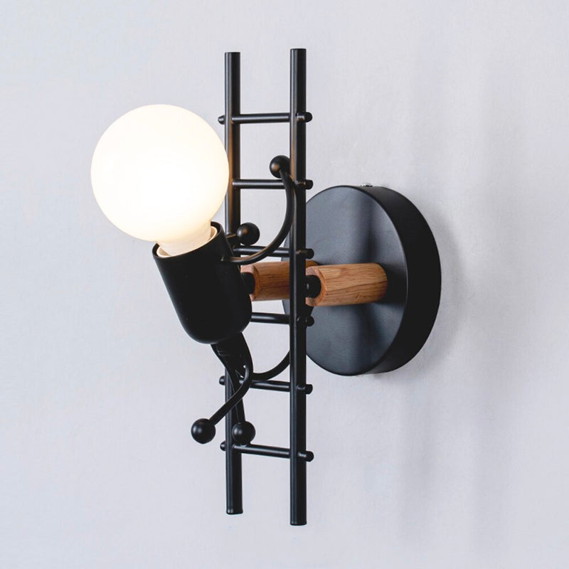 Industriell Original Vegglampe med Metall og Tre | Skanto