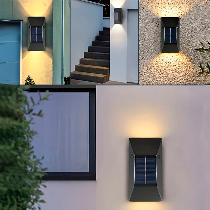 LED solcelle vegglampe (opp-nedlys), 2 stk. Svart | Skanto