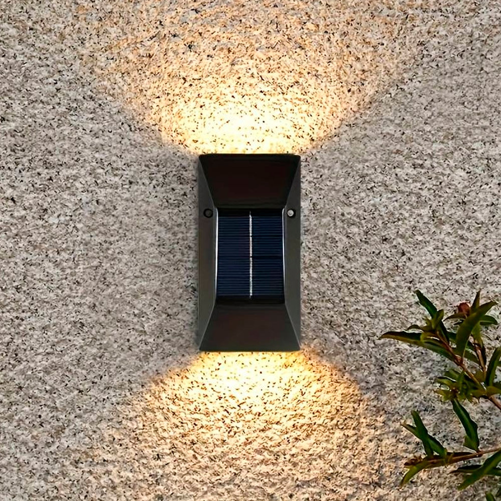 LED solcelle vegglampe (opp-nedlys), 2 stk. Svart | Skanto
