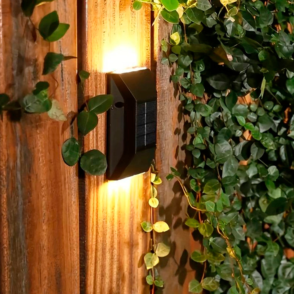 LED solcelle vegglampe (opp-nedlys), 2 stk. Svart | Skanto