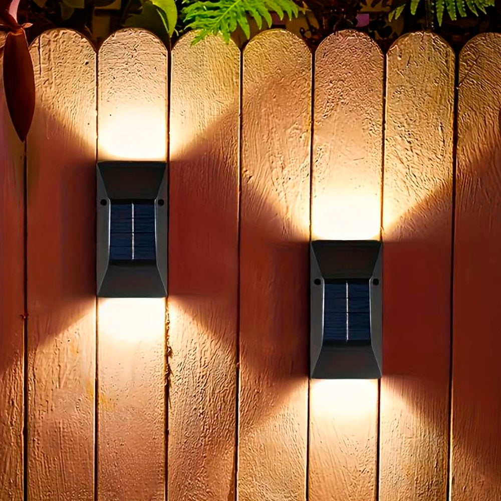 LED solcelle vegglampe (opp-nedlys), 2 stk. Svart | Skanto