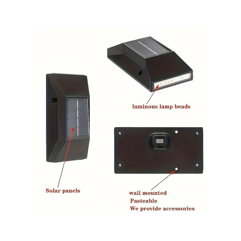 LED solcelle vegglampe (opp-nedlys), 2 stk. Svart | Skanto