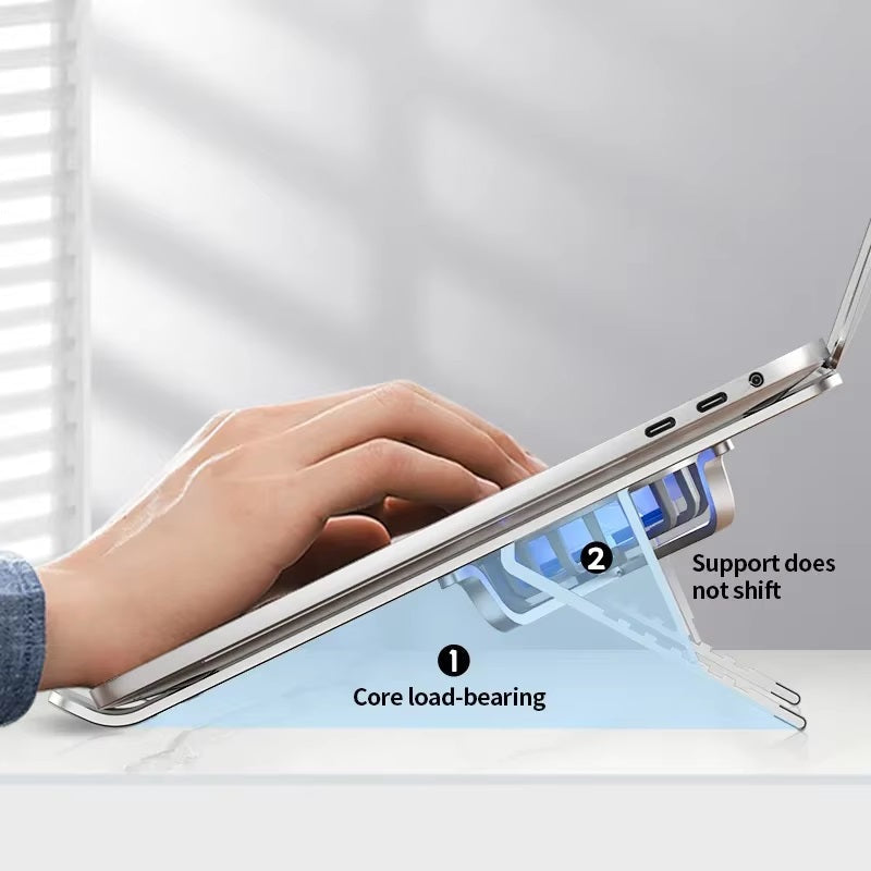 Faltbarer Laptopständer med 360° drehbaren Lüftern og verstellbarer Höhe