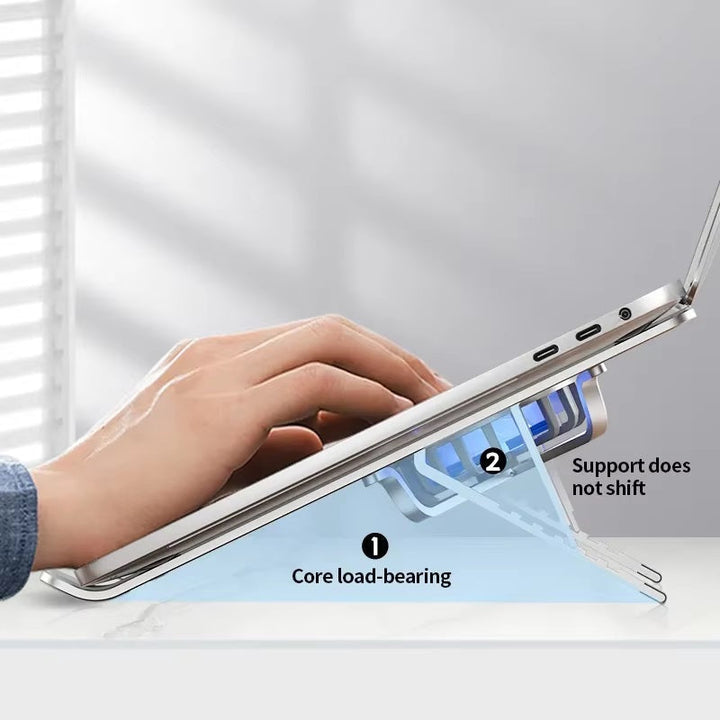 Faltbarer Laptopständer med 360° drehbaren Lüftern og verstellbarer Höhe