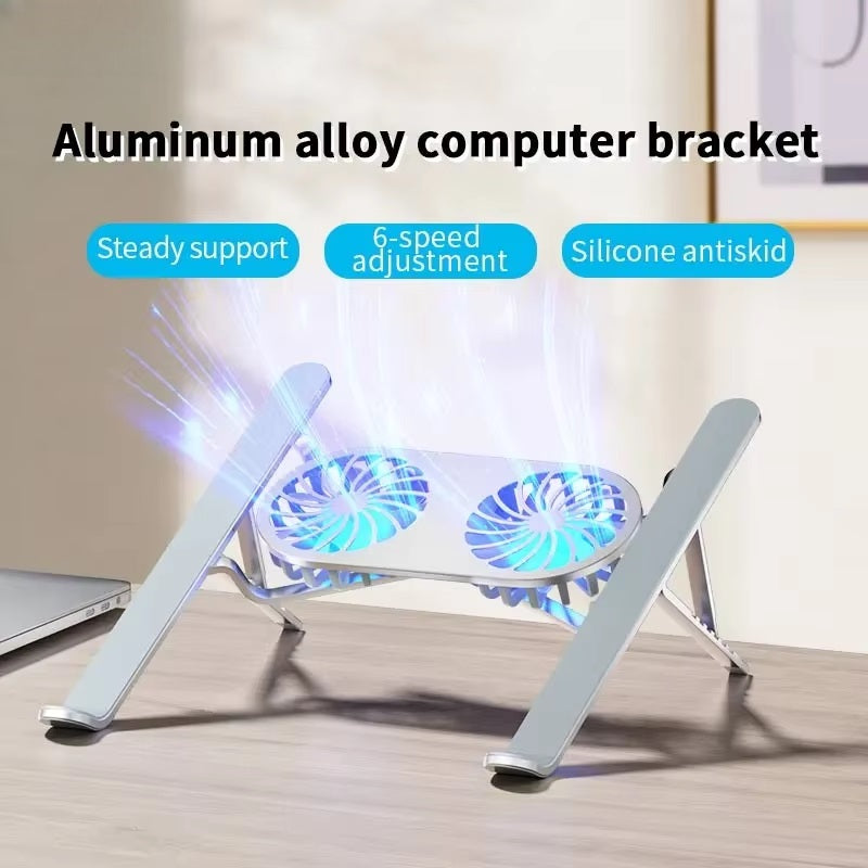 Faltbarer Laptopständer med 360° drehbaren Lüftern og verstellbarer Höhe