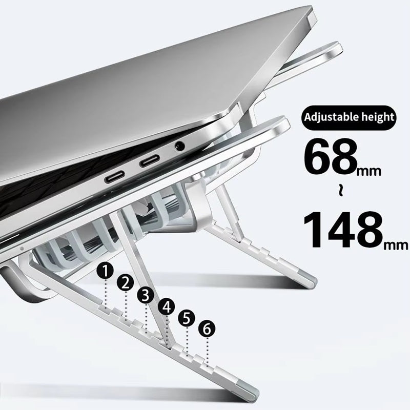 Faltbarer Laptopständer med 360° drehbaren Lüftern og verstellbarer Höhe