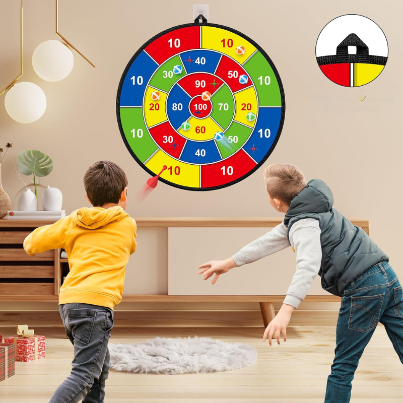 Große Dartscheibe für Kinder mit Klebebällen und Dart – PlayTarget